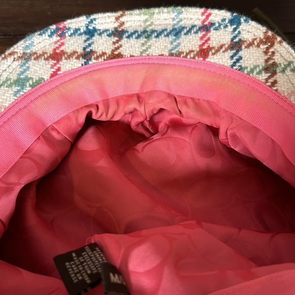 Vintage Coach Wool Colorful Plaid Newsboy Hat With Suede Trim. Size M/L - Picture 12 of 13
